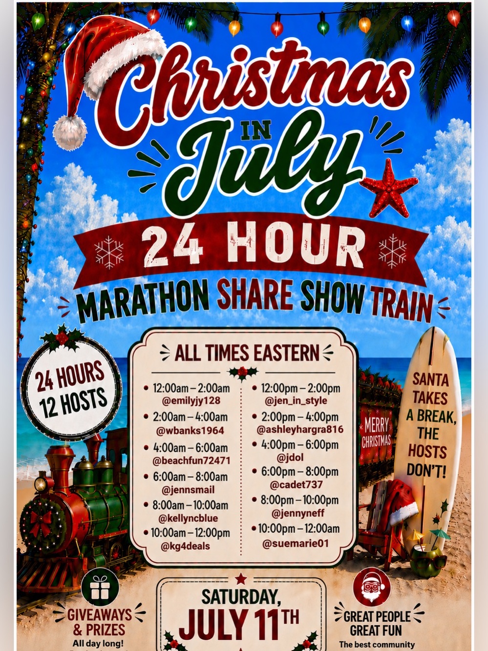 Christmas in July 24 Hour Marathon Share Show Train JULY 11TH! - Picture 1 of 1